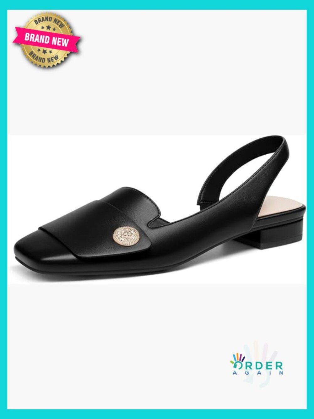 Chunky Low Heels Slingback Closed Square Toe D'Orsay Pumps Work Dress Shoes